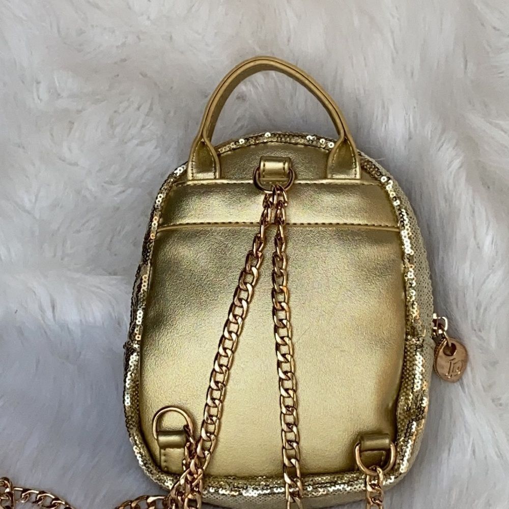 Laurel Dewitt Gold Sequence Chain Backpack Purse - image 7